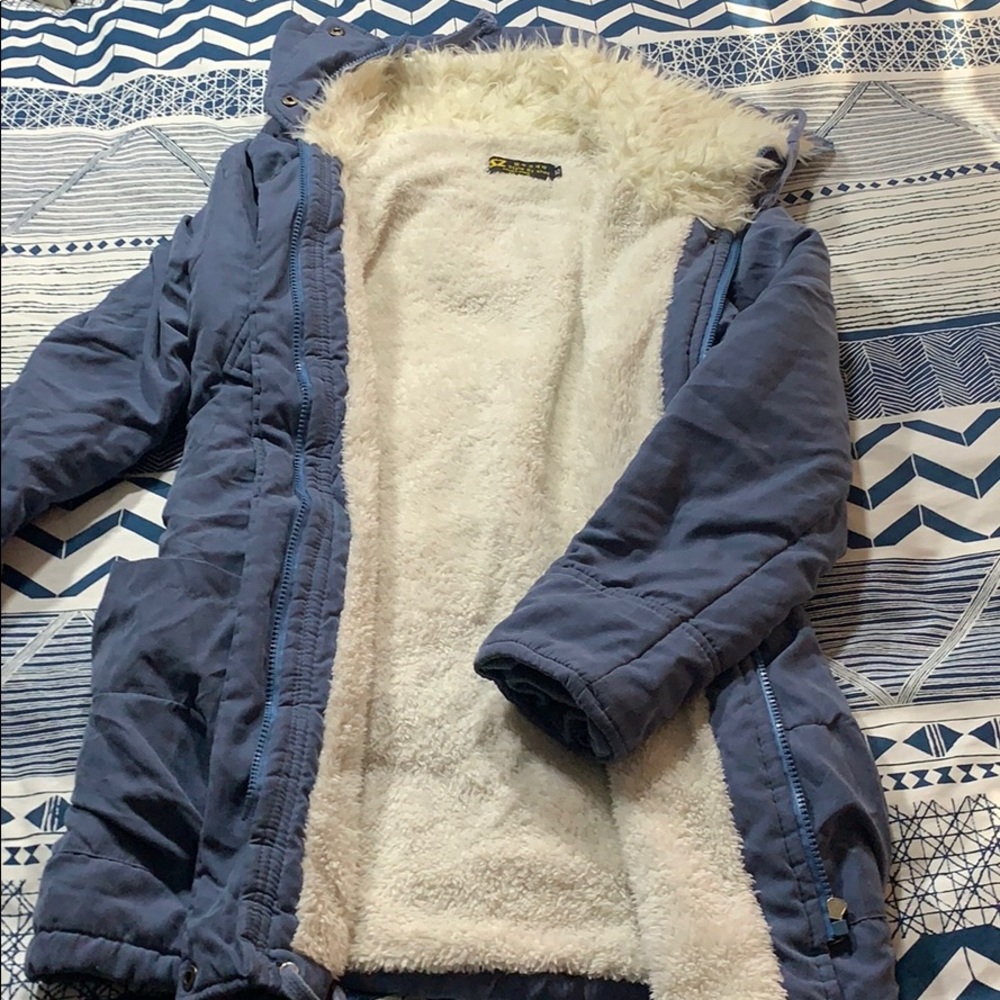 Blue Fleece-lined Winter Jacket